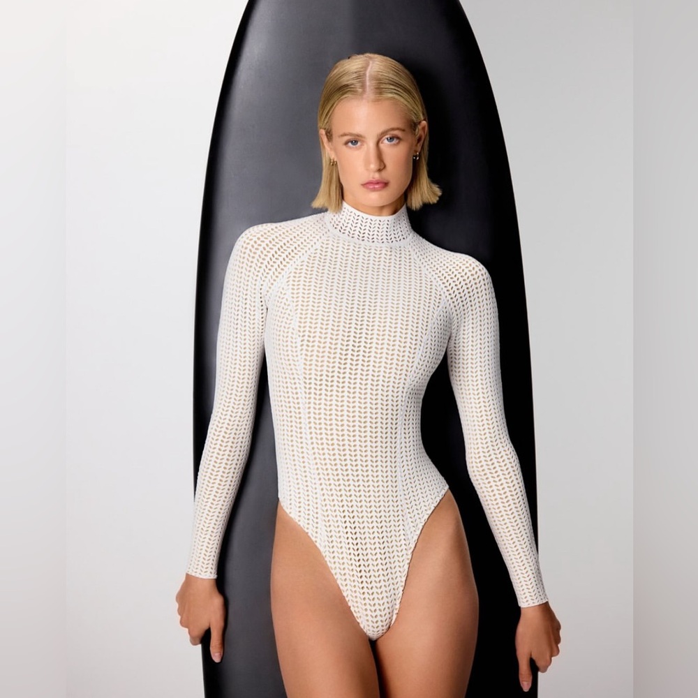 Gigi C Poppy Surf Suit White Chevron M NWT | Free People | Revolve